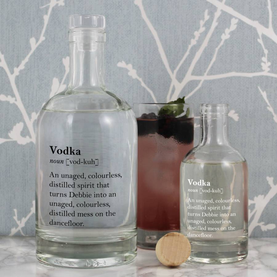 funny personalised vodka definition bottle by copper and sable