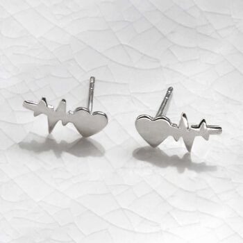 Sterling Silver And Gold Plated Heart Wave Studs, 6 of 9