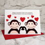 'Monkeys' Personalised Valentines Card, thumbnail 1 of 3