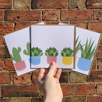 Set Of Six Mixed Design Cactus And Succulent Cards, 3 of 4