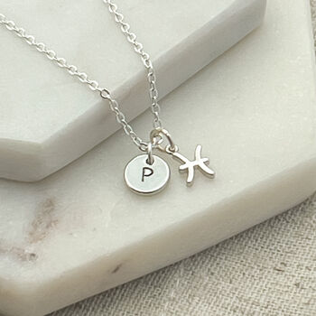 Pisces, Initial And Birthstone Necklace, 7 of 7