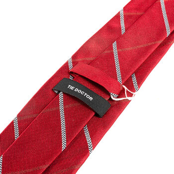 Prestige Red Windowpane Check Silk Tie 8cm, 3 of 3