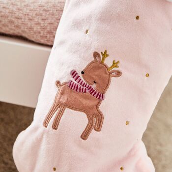 Personalised Christmas Reindeer Pink Stocking, 3 of 4