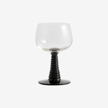 Retro Black Ripple Stemmed Wine Glasses Set Of Four, 7 of 7