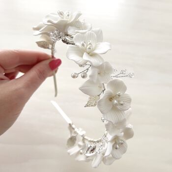 White Porcelain Flower Headpiece, 6 of 8