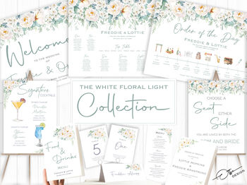 Wedding Menu Pastel Green And White Floral, 5 of 5