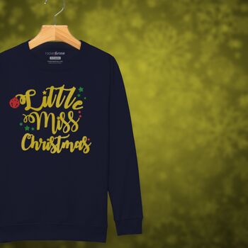 'Little Miss Christmas' Glittery Girls Christmas Jumper Sweatshirt, 12 of 12