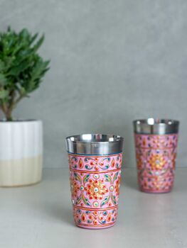 Steel Cups 'Bhanga' Flower Pattern, 4 of 7