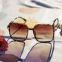 Elegant Square Side Metal Detail Sunglasses In Tortoise Shell, thumbnail 1 of 3