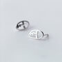 Sterling Silver Tiny Abstract Face Stud Earrings, thumbnail 1 of 4