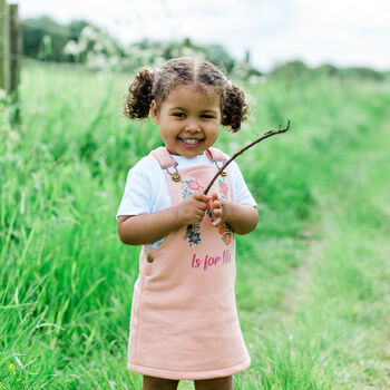 Personalised Initial Dusty Pink Girls Dress, 9 of 10