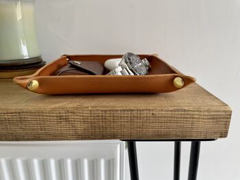 Personalised Tan Leather Accessories Valet Tray, 5 of 12