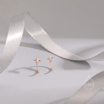 Starburst Star Huggie Hoop Earrings In Sterling Silver, 4 of 10
