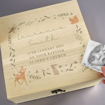 Personalised Woodland Animal Large Wooden Keepsake Box, 2 of 5