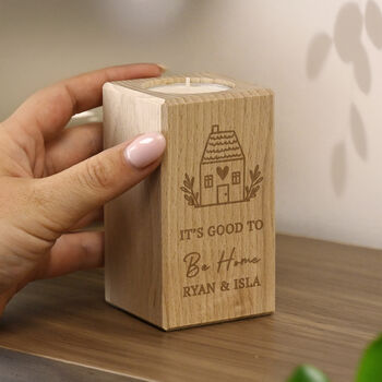 Personalised New Home Wooden Tealight Holder, 3 of 4