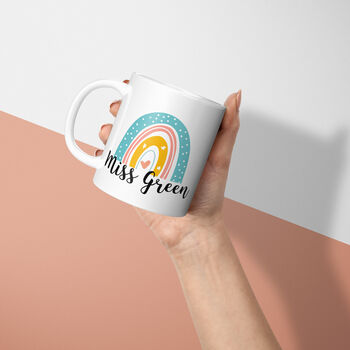 Thank You Teacher Personalised Mug Rainbow, 2 of 2