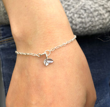 Thank You Bridesmaid Sterling Silver Mini Leaf Bracelet, 4 of 11