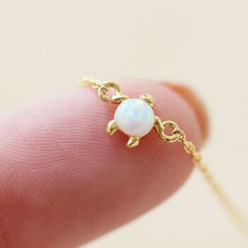 Opal Turtle Charm Anklet In Gold Plating, 4 of 9