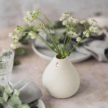 Porcelain Bud Vase With A Gold Embossed Heart, 3 of 7