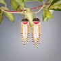 'Goldfinch' Hand Beaded Feather Inspired Earrings, thumbnail 3 of 4