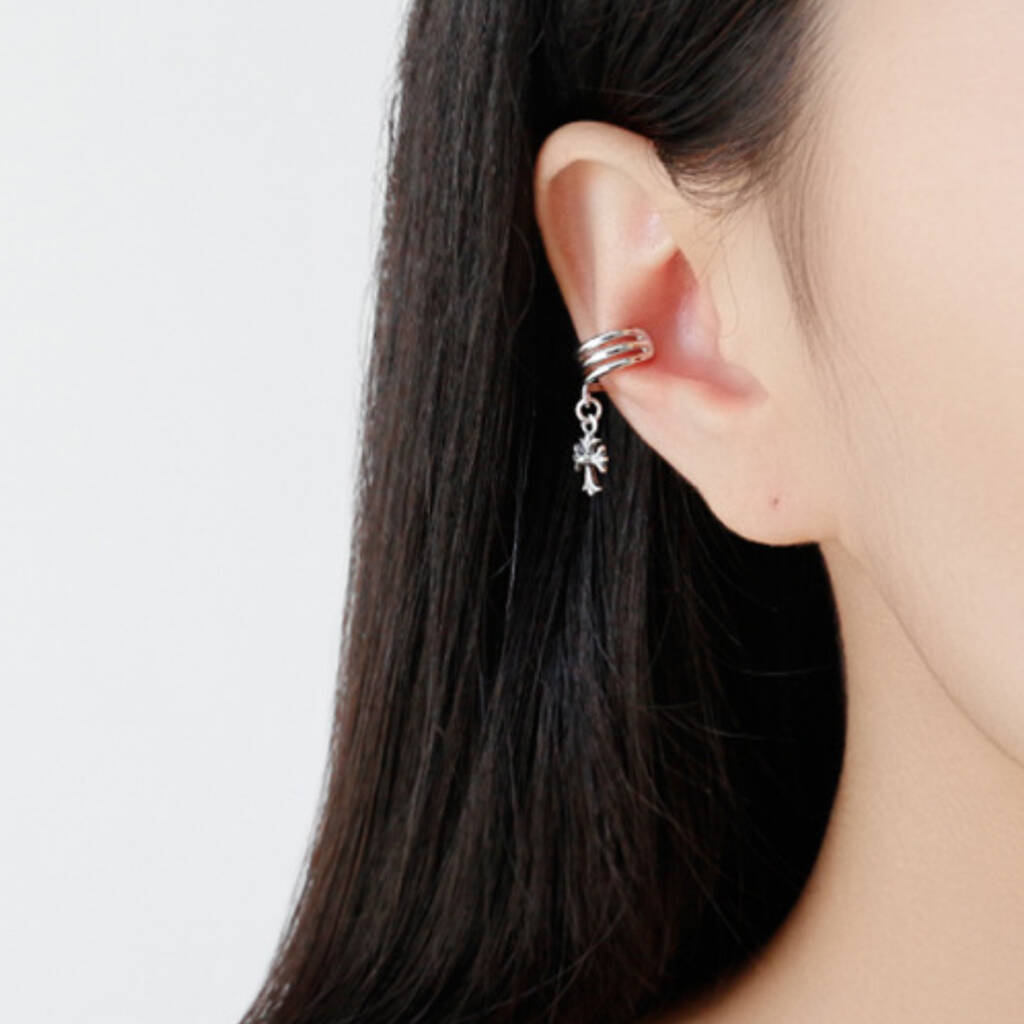 Sterling Silver Gothic Cross Ear Cuff, 1 of 6