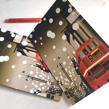 Oxford Street Snow Lights Greeting Cards. A6 Size, 2 of 3