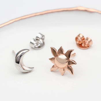 Sterling Silver And Gold Plated Sun And Moon Earrings, 2 of 6