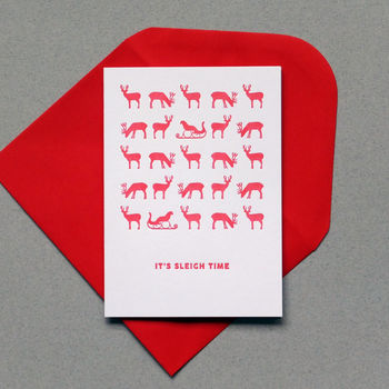 'It’s Sleigh Time' Letterpress Christmas Cards, 4 of 4