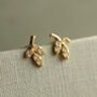 Jewel Leaf Sterling Silver Gold Stud Earrings, thumbnail 5 of 6