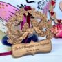 Personalised Love Birds Wooden Hanging Decoration, thumbnail 1 of 2