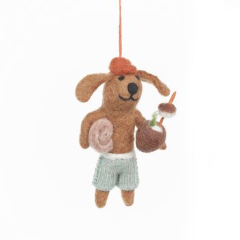Handmade Felt Coconut Canine Hanging Summer Decoration, 3 of 3