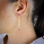 Semi Precious Birthstone Threader Earrings, thumbnail 4 of 12