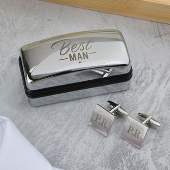 Personalised Best Man Wedding Cufflinks And Box Set, 2 of 5