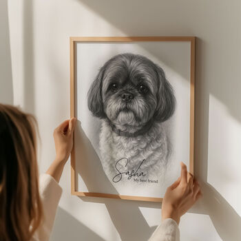 Personalised Black And White Pencil Sketch Pet Portrait, 5 of 10