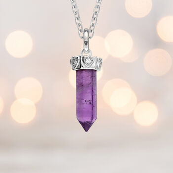 Genuine Amethyst Point Necklace In Sterling Silver, 3 of 11