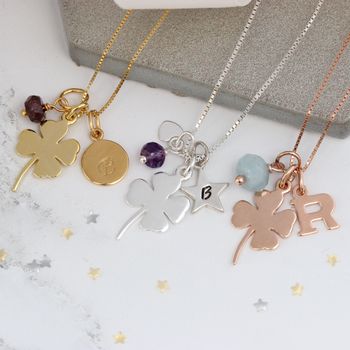 Personalised Good Luck Charm With Birthstones Necklace, 3 of 12
