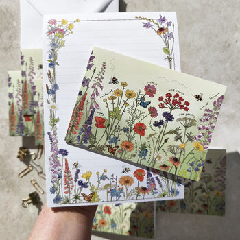 Butterflies And Bees Wildflowers Stationery Bundle, A5 Notepad And Six Folded Cards And Envelopes, 4 of 8
