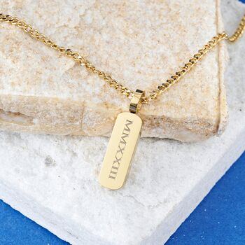 Engraved Bar Pendant Chain Necklace For Men And Women, Name Jewelry, 5 of 11