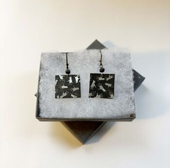 Sterling Silver Square Hands Drop Earrings, 3 of 4