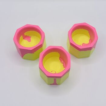 Graffiti Tea Light Set Of Three Yellow And Pink, 4 of 12