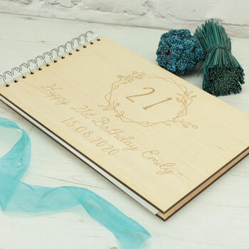 Personalised Wooden Engraved Birthday Party Guest Book, 3 of 4