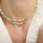 Clara Necklace With Turquoise, Pink Quartz And Pearls, thumbnail 4 of 5