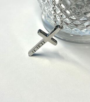 Personalised Christening Cross Chain Name Engraving, 5 of 6