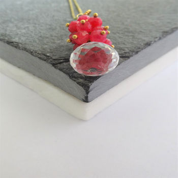 Quartz And Ruby Cluster Necklace, 5 of 5