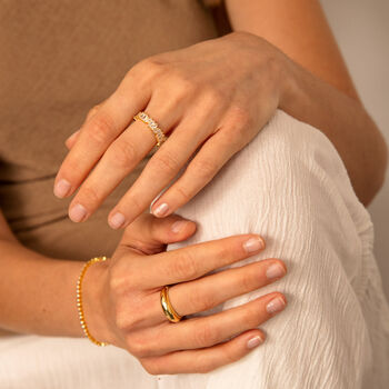 Gold Art Deco Chandelier Ring With Baguette Stones, 2 of 5