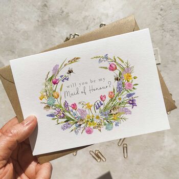 Spring Flowers Will You Be My Bridesmaid Card, 4 of 6