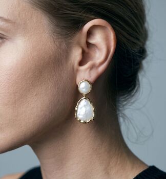 Shinju Mother Of Pearl Oversized Drop Earrings, 4 of 5