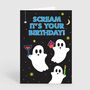 Funny Cute Scream Ghosts Spooky Birthday Card, thumbnail 2 of 2