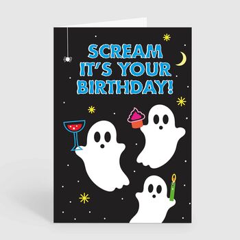 Funny Cute Scream Ghosts Spooky Birthday Card, 2 of 2