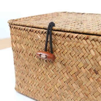 Set Of Three Basket With Lid Seagrass Storage Baskets, 5 of 7
